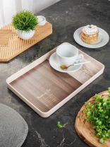 Поднос пластик, 35х23 см, прямоугольный, коричнево-серый, Y4-8587