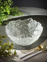 Салатник стекло, фигурный, 9 см, 1.3 л, 22х10.5х9 см, с золотой отводкой, Лед, Y4-8756