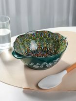 Салатник керамика, 1.2 л, 24х20 см, Самарканд, Y4-9770, зеленый