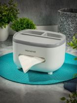 Салфетница пластик, 21х16х13.5 см, серо-белая, Y4-7237