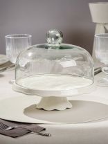 Тортница керамика, 2 предмета, 21х25 см, круглая, с крышкой, на ножке, Y4-6595