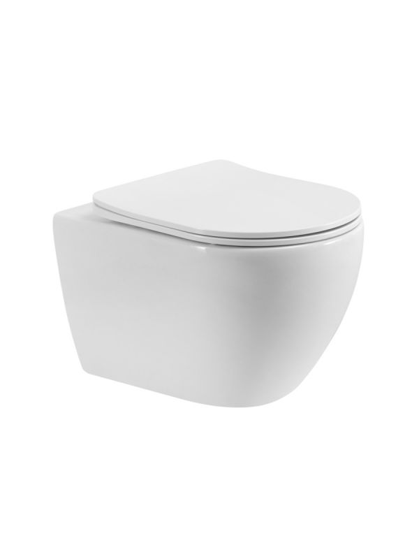 Унитаз подвесной безободковый с сиденьем и смывом TORNADO CEZARES STYLUS-TOR CZR-546-TH-TOR/SC