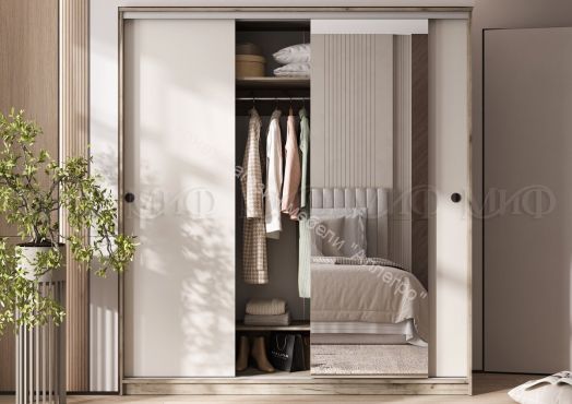 Шкаф-купе Альянс 2,0 м Кашемир/Дуб крафт серый