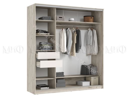 Шкаф-купе Альянс 2,0 м Кашемир/Дуб крафт серый