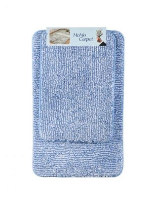 Набор ковриков для ванной и туалета, антискользящий, 2 шт, 0.4х0.6, 0.5х0.8 м, полиэстер, синий, Снежинка, A090012