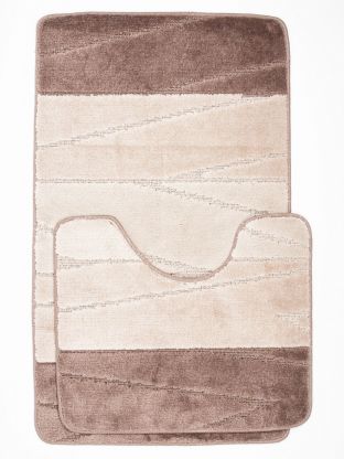 Комплект ковриков для ванной, антискользящий, 2 шт, 0.6х1.0, 0.5х0.6 м, 12 мм м, кофе, Aqua-Prime, Enigma