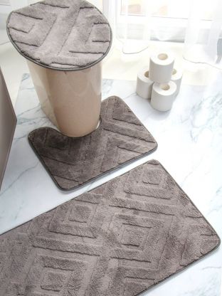 Набор ковриков для ванной, 3 предмета, темно-серый, Y4-9946