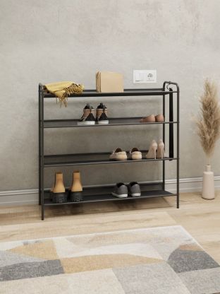 Полка для обуви металл, пластик, 4 секции, 87х26х79.5 см, графит, ЗМИ, Женева 34, ПДОЖ34 ГР