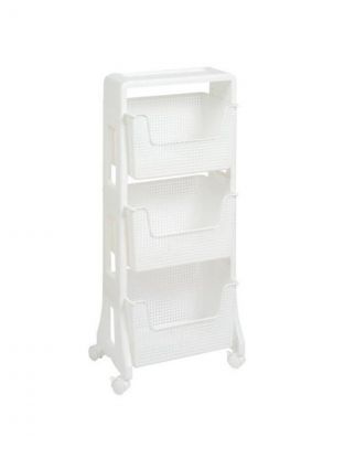 Полка универсальная, пластик, 3 секции, на колесах, белая, Violet, Лофт, 770306