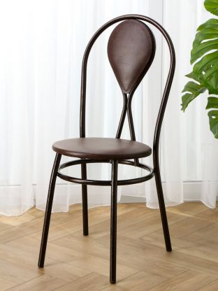 Стул 380х380х450 мм, полимер кожа, шоколад на коричневый, сиденье круглое, на металлических ножках, Венский К