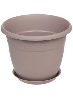 Горшок для цветов пластик, 2.3 л, 19х15 см, французский серый, Idea, Рябина, М 3054