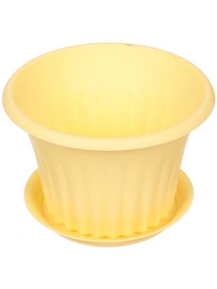 Горшок для цветов пластик, 1.5 л, 18х12 см, банановый, Idea, Кэрол, М 3156