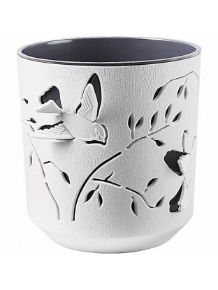 Кашпо пластик, 1.25 л, 16.2х13.5 см, универсальное, белый/антрацит, La Decoro, Колибри, КШ-4642