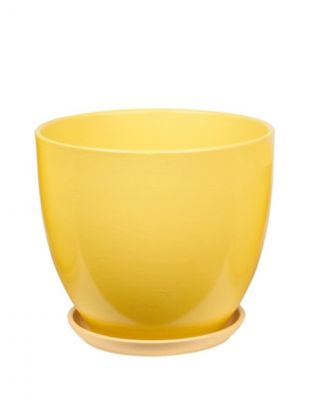 Горшок керамика, 0.6 л, 12х10 см, желтый, Колор Гейм №2, 049645