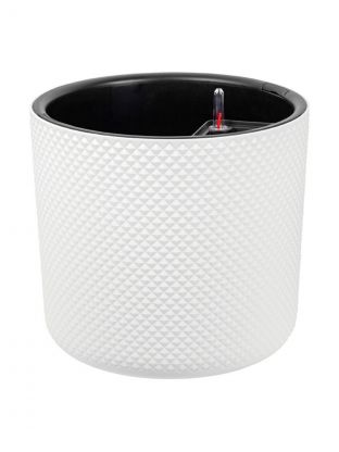 Кашпо пластик, 29 л, 36х36х33 см, автополив, со вставкой, белое, Idea, Фасет, М 3239