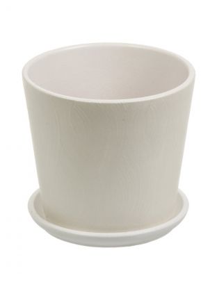 Горшок керамика, 1.45 л, 15х14 см, низкий конус, молочный, Шелк №3, 014332