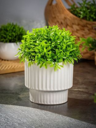 Горшок для цветов керамика, 0.95 л, 14х12 см, белый, Грани, Y4-8788