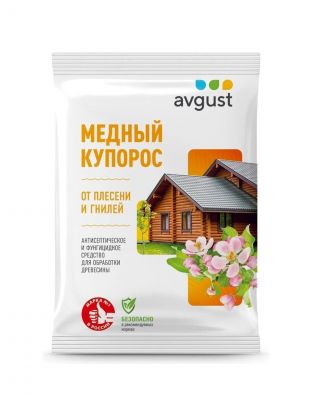 Фунгицид Медный купорос, от плесени и гнилей древесины, 100 г, Avgust