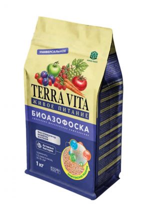 Удобрение Биоазофоска, комплексное, пакет, минеральное, 1 кг, Terra Vita