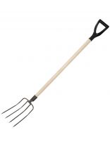 Вилы навозные, четырехрогие, сталь, черенок деревянный, с V-ручкой