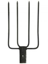 Вилы навозные, четырехрогие, рельсовая сталь, черенок деревянный, кованные, 1 сорт