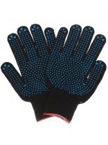 Перчатки х/б, ПВХ покрытие, Точка, универсальный размер, 10 класс вязки, 5 нитей, черная основа, Золотая перчатка