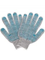 Перчатки х/б, ПВХ покрытие, Точка, универсальный размер, 10 класс вязки, 5 нитей, серая основа, в ассортименте, Золотая перчатка
