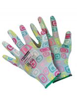 Перчатки садовые, полиэстер, полиуретановый облив, без рисунка, размер 8 (M), цвет в ассортименте, разноцветные, Fiberon