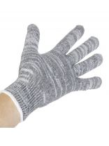 Перчатки полушерсть, без рисунка, серо-белая основа, двойные, Золотая перчатка