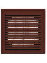 Решетка вентиляционная пластик, 250х250 мм, с сеткой, коричневая, Viento, 2525ВРкор