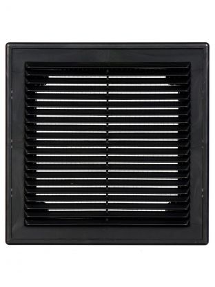 Решетка вентиляционная пластик, вытяжная, 210х210 мм, с рамкой, графит, Viento, Серия ВР