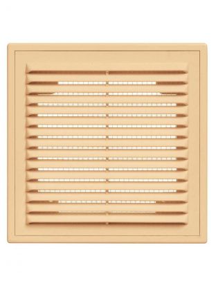 Решетка вентиляционная пластик, настенная, 200х300 мм, с сеткой, бежевая, Viento, 2030ВР