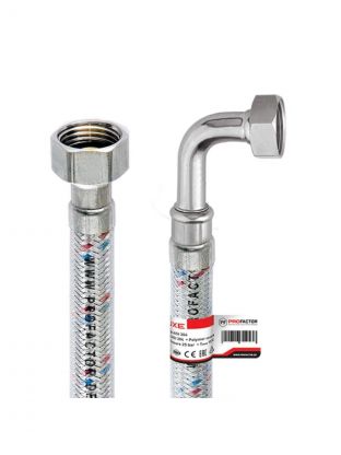 Подводка для воды 1/2"х1 м, г-г, угловая, сталь, полимер, ProFactor