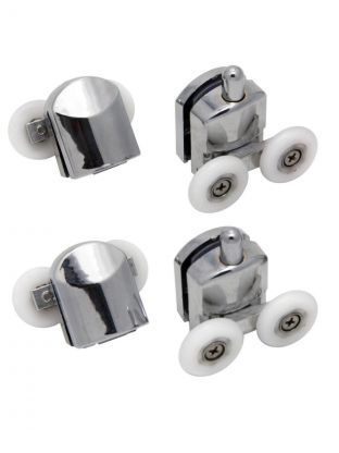 Ролики для душевой кабины 4 шт, одинарный нижний 2шт + двойной верхний 2шт, хром, MasterProf, №3, ИС.131347