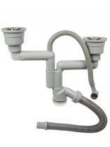 Сифон для мойки, 600 мм, 3" 1/2х40, полипропилен, с выпуском, универсальный перелив, двойной с гофрой, Orio, Nordform, Д-11008У-2