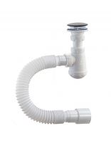 Сифон для мойки, бутылочный, 650 мм, 1 1/4"х32, полипропилен, с гибкой трубой 32-40/50, черная накладка, Orio, Чик, МА-32020-Ч