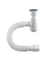 Сифон для мойки, бутылочный, 650 мм, 1 1/4"х32, полипропилен, с гибкой трубой 32-40/50, черная решетка 63 мм, Orio, Чик, М-32020-Ч