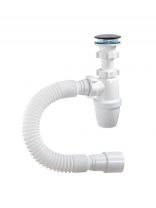 Сифон для мойки, бутылочный, 1 1/4"х40, с гибкой трубой 40-40/50, черная накладка, Orio, АА-3202-Ч