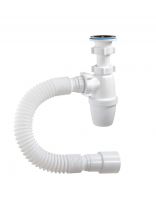 Сифон для мойки, бутылочный, 1 1/4"х40, с гибкой трубой 40-40/50, черная решетка 63 мм, Orio, А-3202-Ч