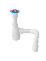 Сифон для мойки, 1 1/4", 40/50, с выпуском, с гибкой трубой, Aquanova, 1052 (C1015)