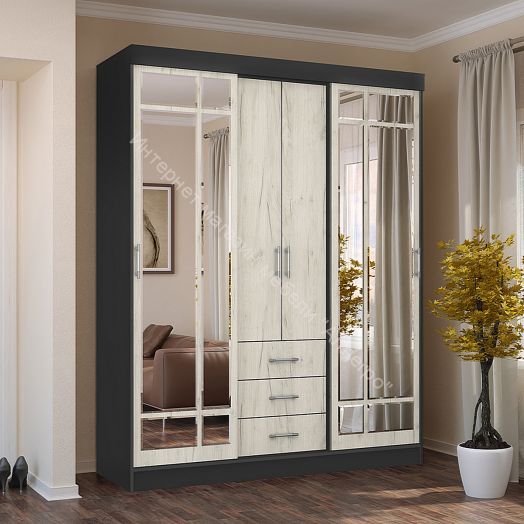 Шкаф-купе Маэстро (1,70 м) Дуб крафт белый/Графит