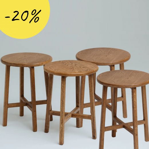 Табурет круглый, темный дуб, комплект 4 шт