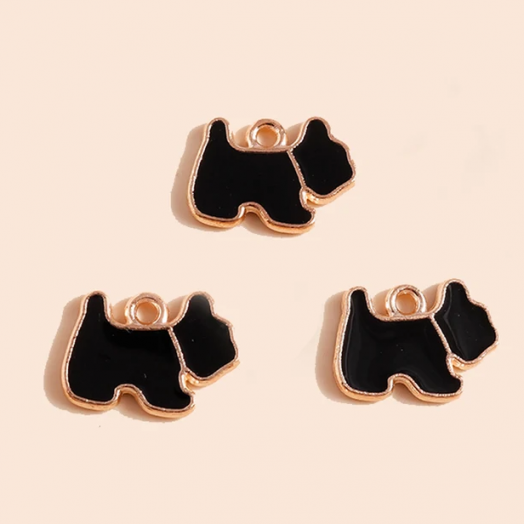 Подвеска (кулон/ шарм) Собачка Терьер из металла с эмалью Золото/ Разные цвета эмали (DBSPS-1410)