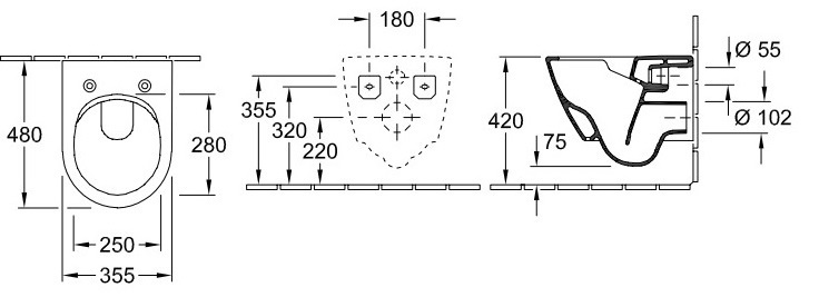 Villeroy & Boch Subway 2.0 Унитаз подвесной безободковый CeramicPlus 480 х 355 мм укороченный цвет: альпийский белый 5606R0R1 ФОТО