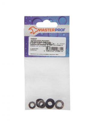 Набор прокладок сантехнических 6 шт, паронит, резина, (1/4" для манометров, 3/8" для воды и газа, 2 + 2 + 2 шт.), MasterProf, ИС.131413