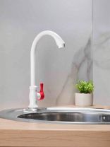 Смеситель для кухни, РМС, с кран-буксой, для одного типа воды, пластиковый корпус, белый, PL3-269F-1