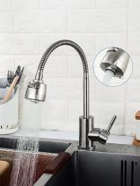 Смеситель для кухни, Frap, гибкий излив, с картриджем, сатин, F44899-1