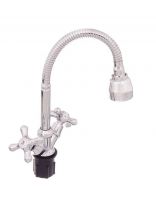 Смеситель для кухни, Эверест, гибкий излив, с кран-буксой, хром, B58-340M
