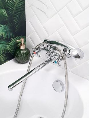 Смеситель для ванны, BOOU, с кран-буксой, хром, BA5318-4-C007-B702