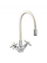 Смеситель для кухни, Juguni, гибкий излив, с кран-буксой, белый, 0402.140